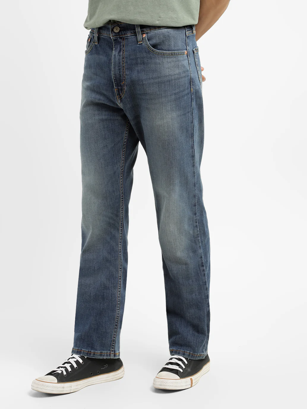 Men's 513 Blue Slim Straight Fit Mid Rise Jeans - Image 3