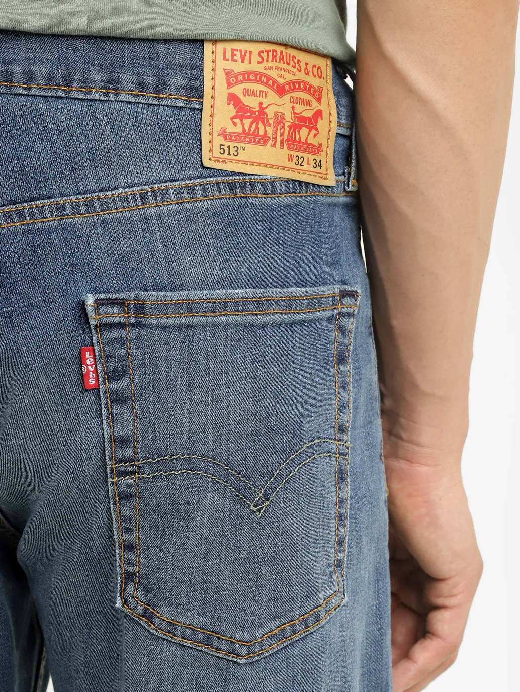 Men's 513 Blue Slim Straight Fit Mid Rise Jeans - Image 6