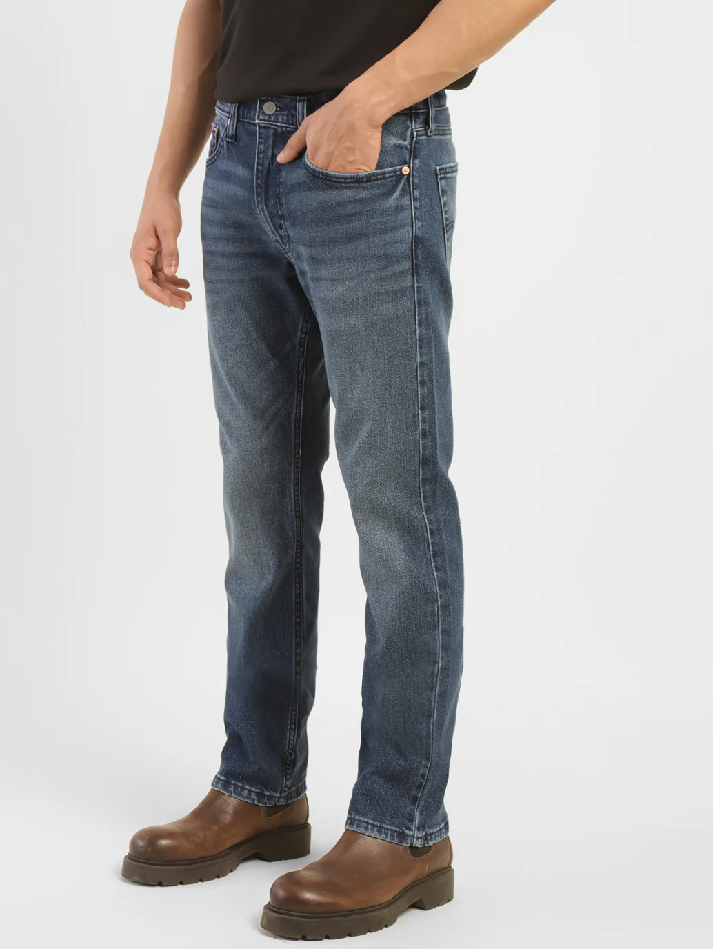 Men's 513 Blue Slim Straight Fit Mid Rise Jeans - Image 3