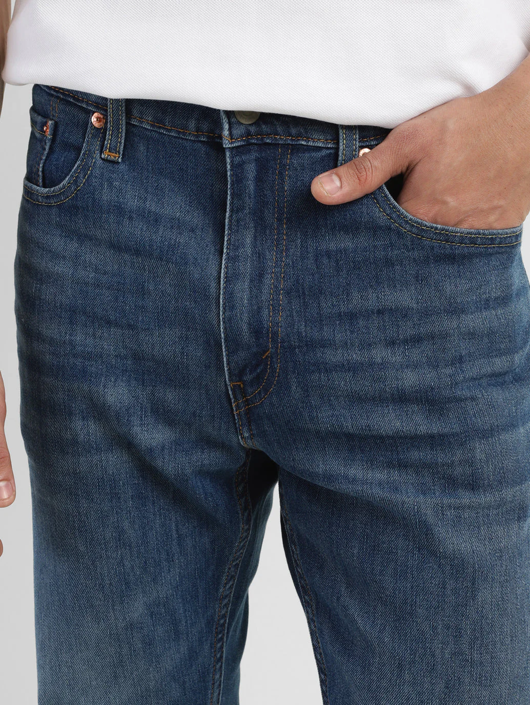 Men's 513 Blue Slim Straight Fit Mid Rise Jeans - Image 6