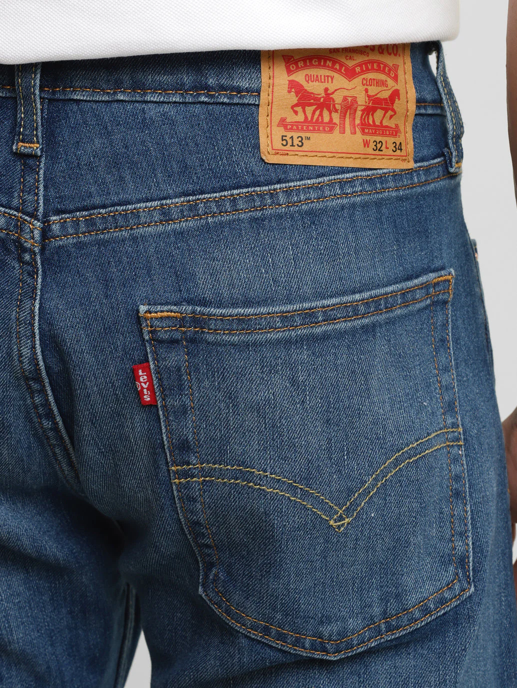 Men's 513 Blue Slim Straight Fit Mid Rise Jeans - Image 7