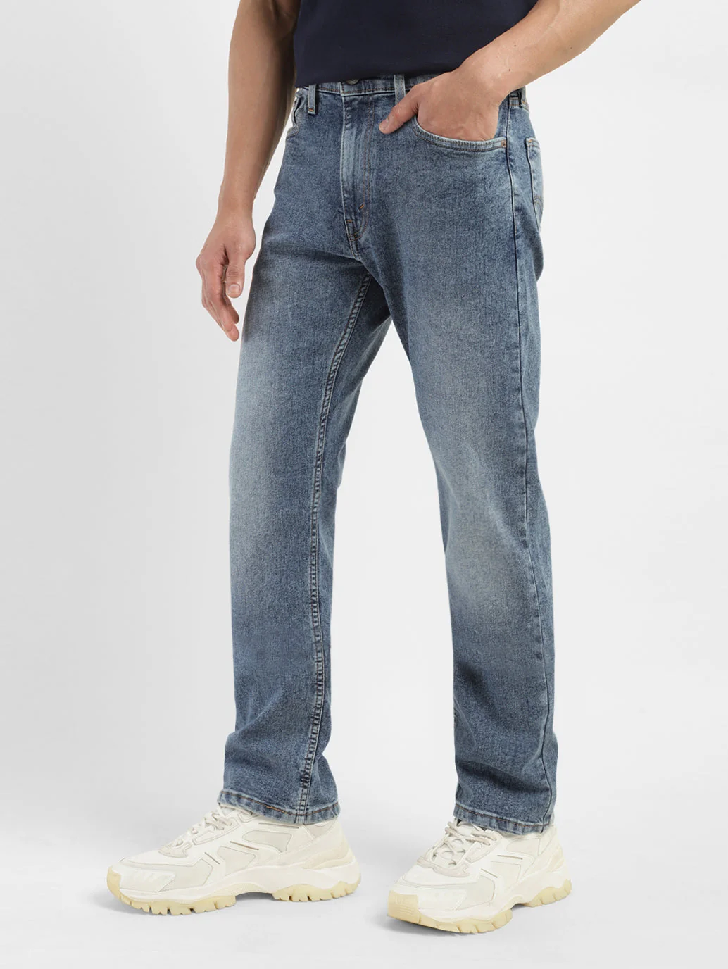 Men's 513 Blue Slim Straight Fit Mid Rise Jeans - Image 6