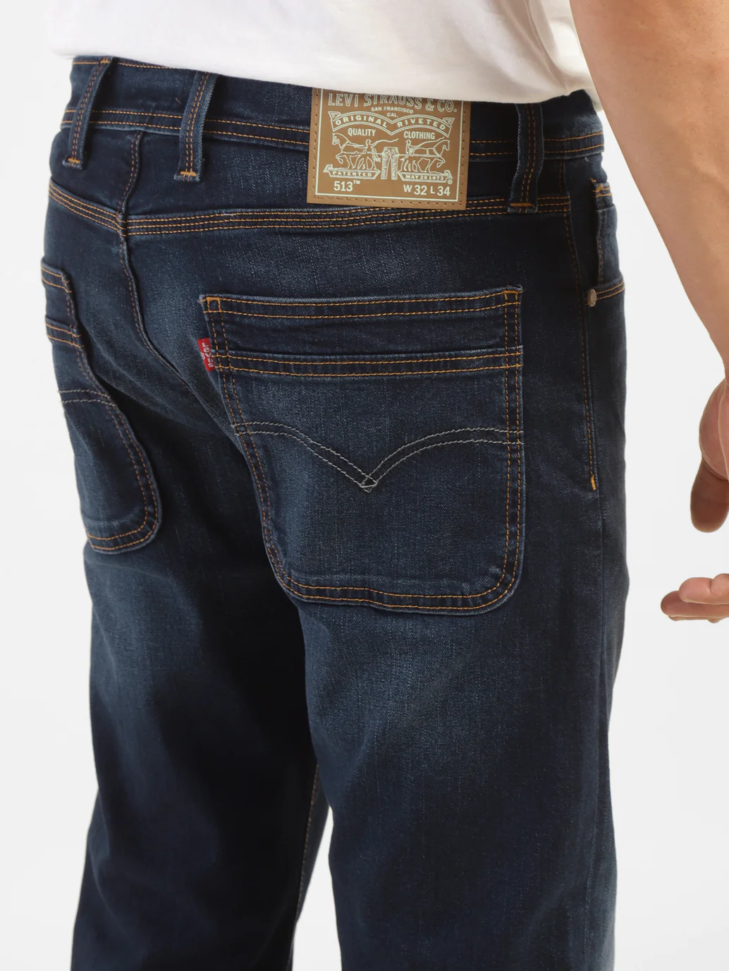 Men's 513 Blue Slim Straight Fit Mid Rise Jeans - Image 6