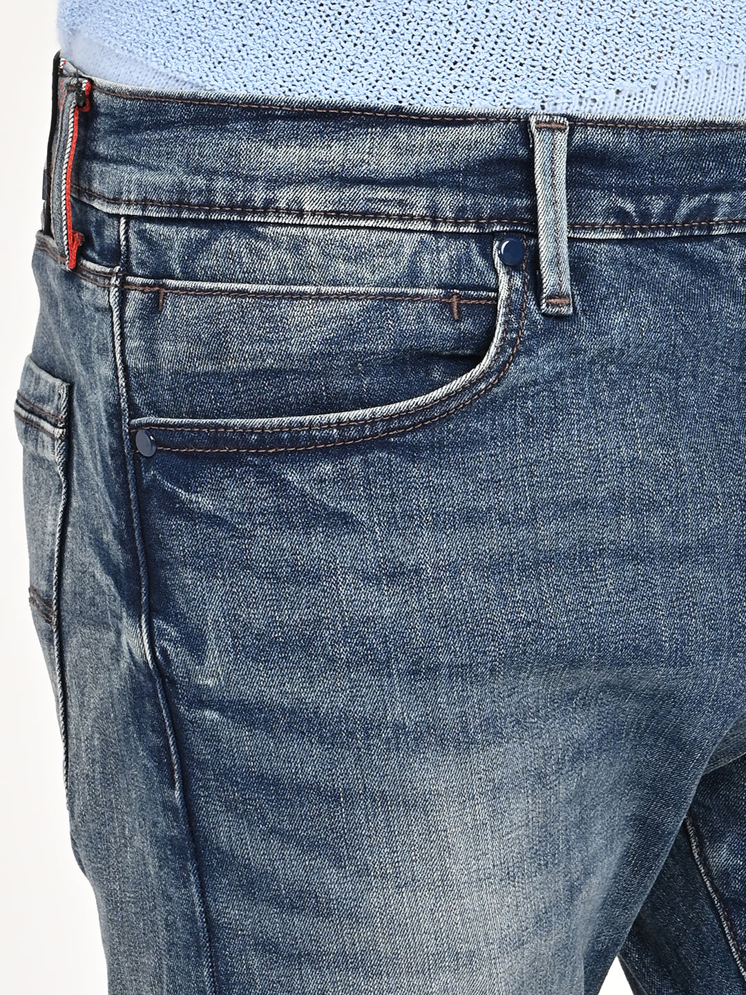 Men's Redloop 513 Blue Slim Straight Fit Mid Rise Jeans - Image 5