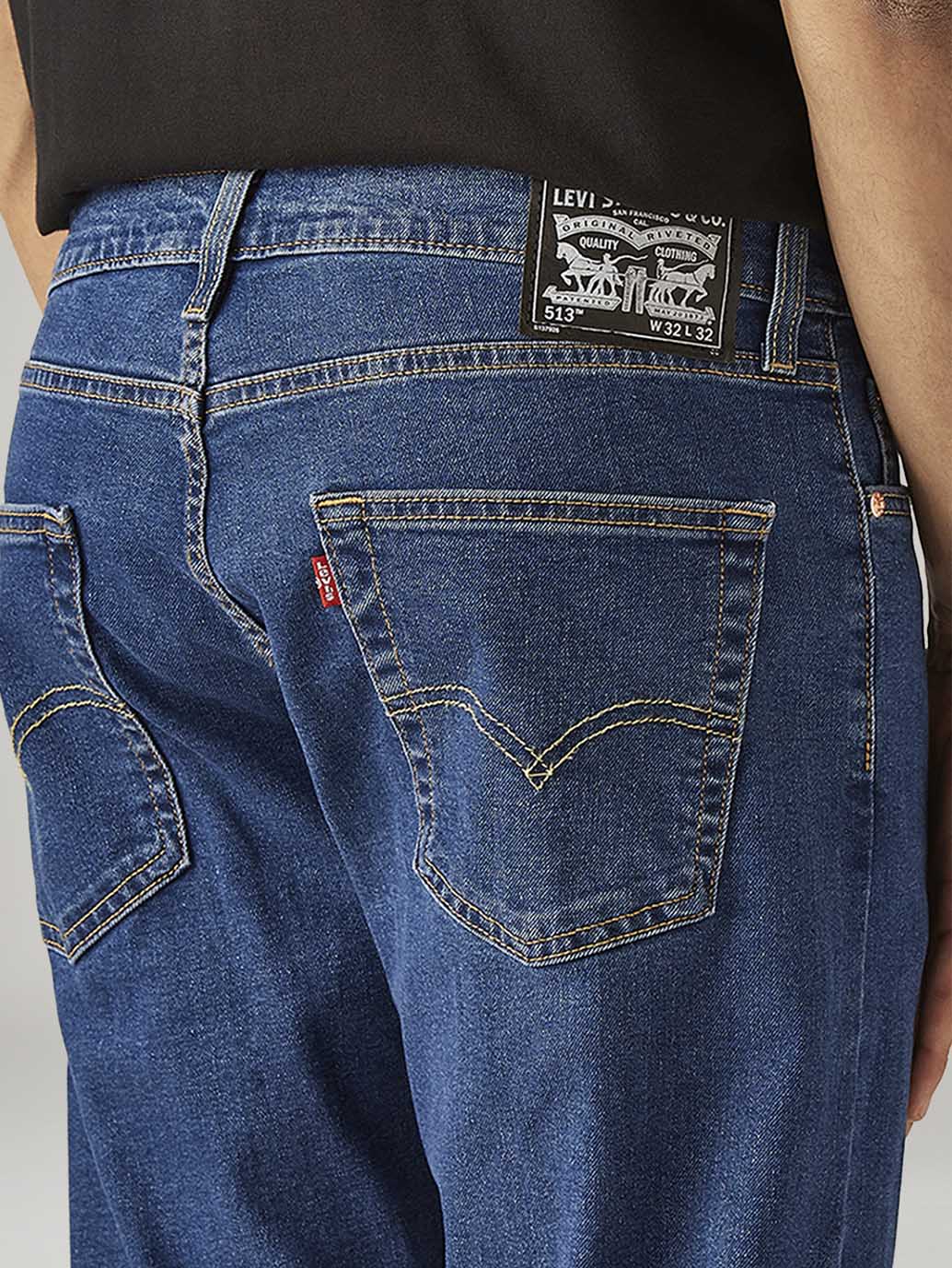 Men's 513 Blue Slim Straight Fit Mid Rise Jeans - Image 5