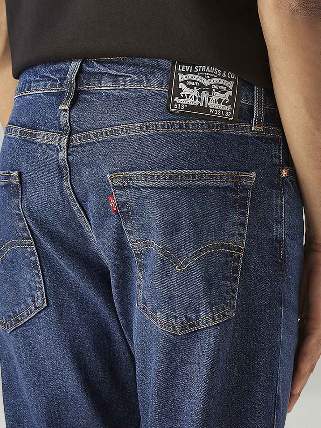 Men's 513 Blue Slim Straight Fit Mid Rise Jeans - Image 5