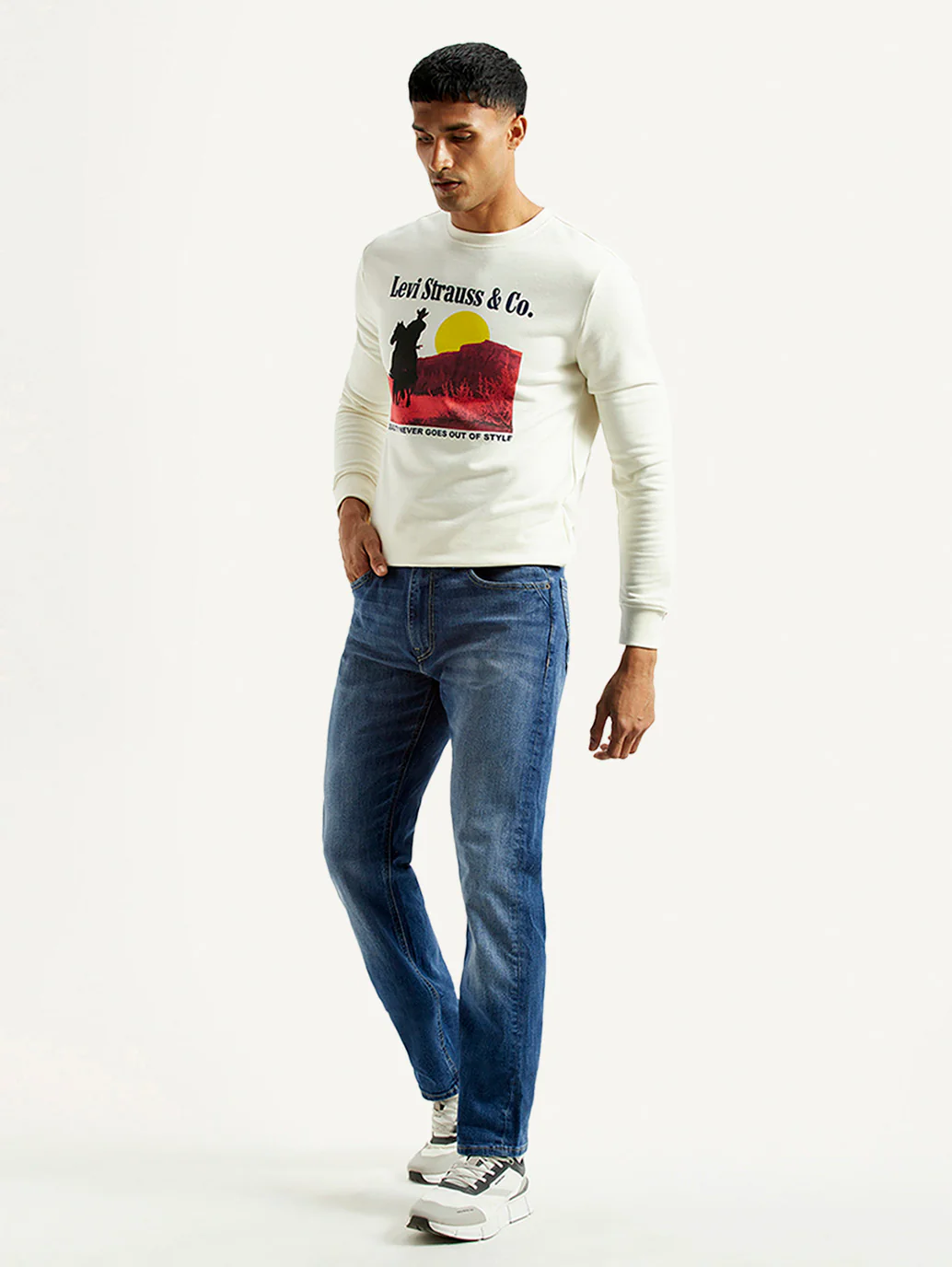 Men's 513 Blue Slim Straight Fit Mid Rise Jeans - Image 6