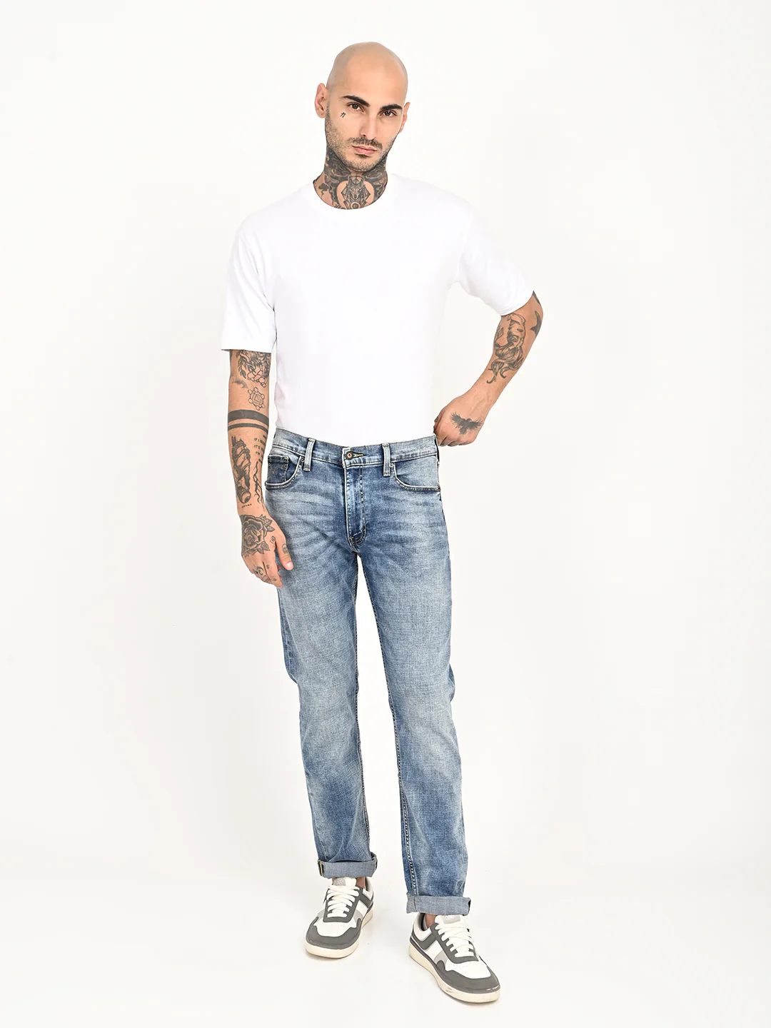 Men's 513 Blue Slim Straight Fit Mid Rise Jeans