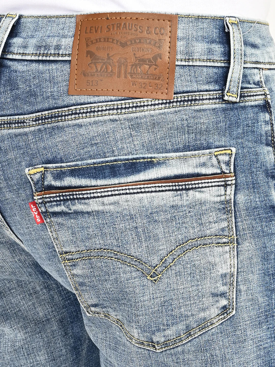 Men's 513 Blue Slim Straight Fit Mid Rise Jeans - Image 3