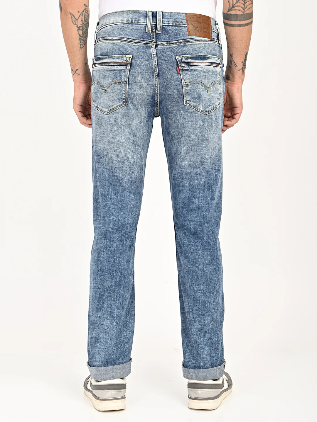 Men's 513 Blue Slim Straight Fit Mid Rise Jeans - Image 5