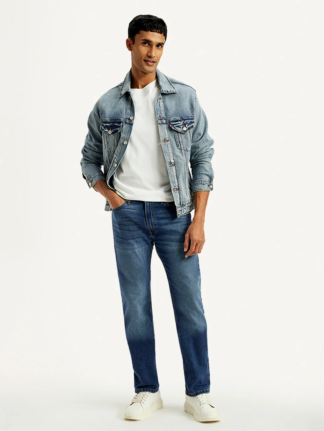 Men's 513 Blue Slim Straight Fit Mid Rise Jeans