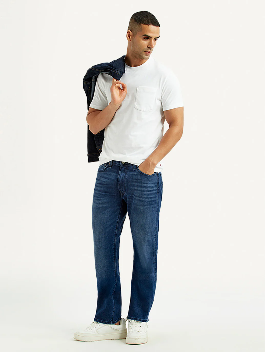 Men's 513 Blue Slim Straight Fit Mid Rise Jeans