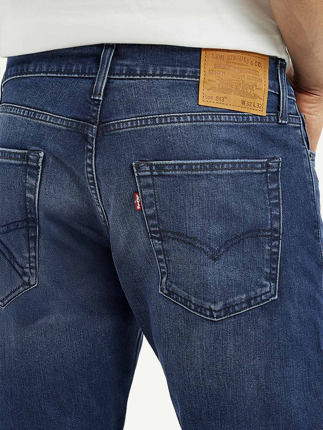 Men's 513 Blue Slim Straight Fit Mid Rise Jeans - Image 6