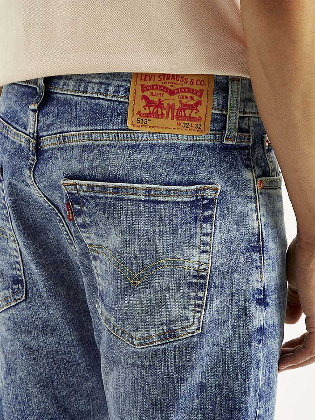 Men's 513 Blue Slim Straight Fit Mid Rise Jeans - Image 3