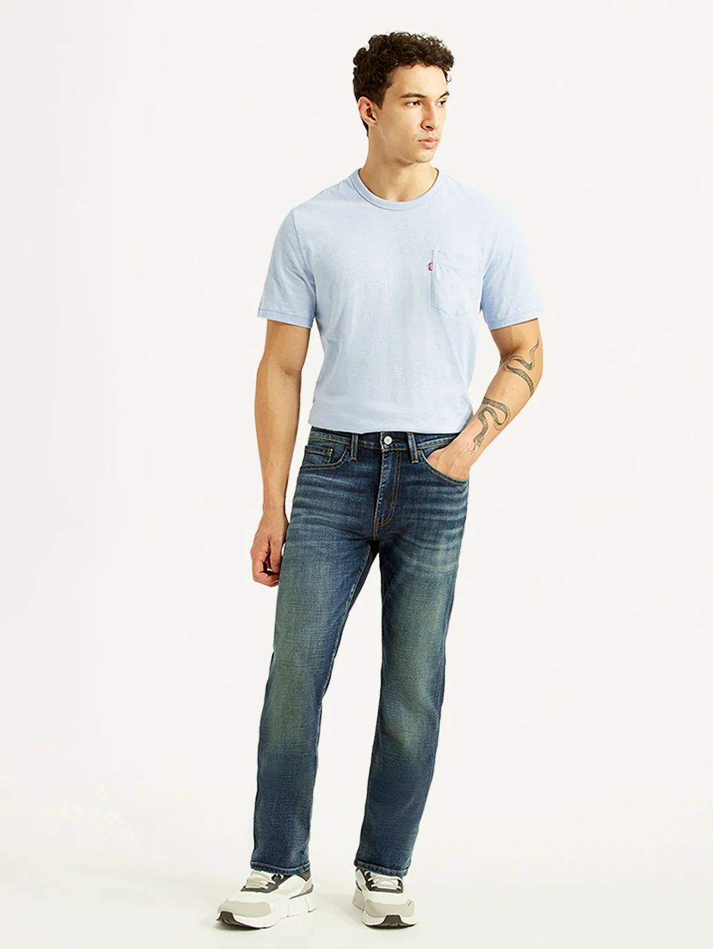 Men's 513 Blue Slim Straight Fit Mid Rise Selvedge Jeans - Image 2