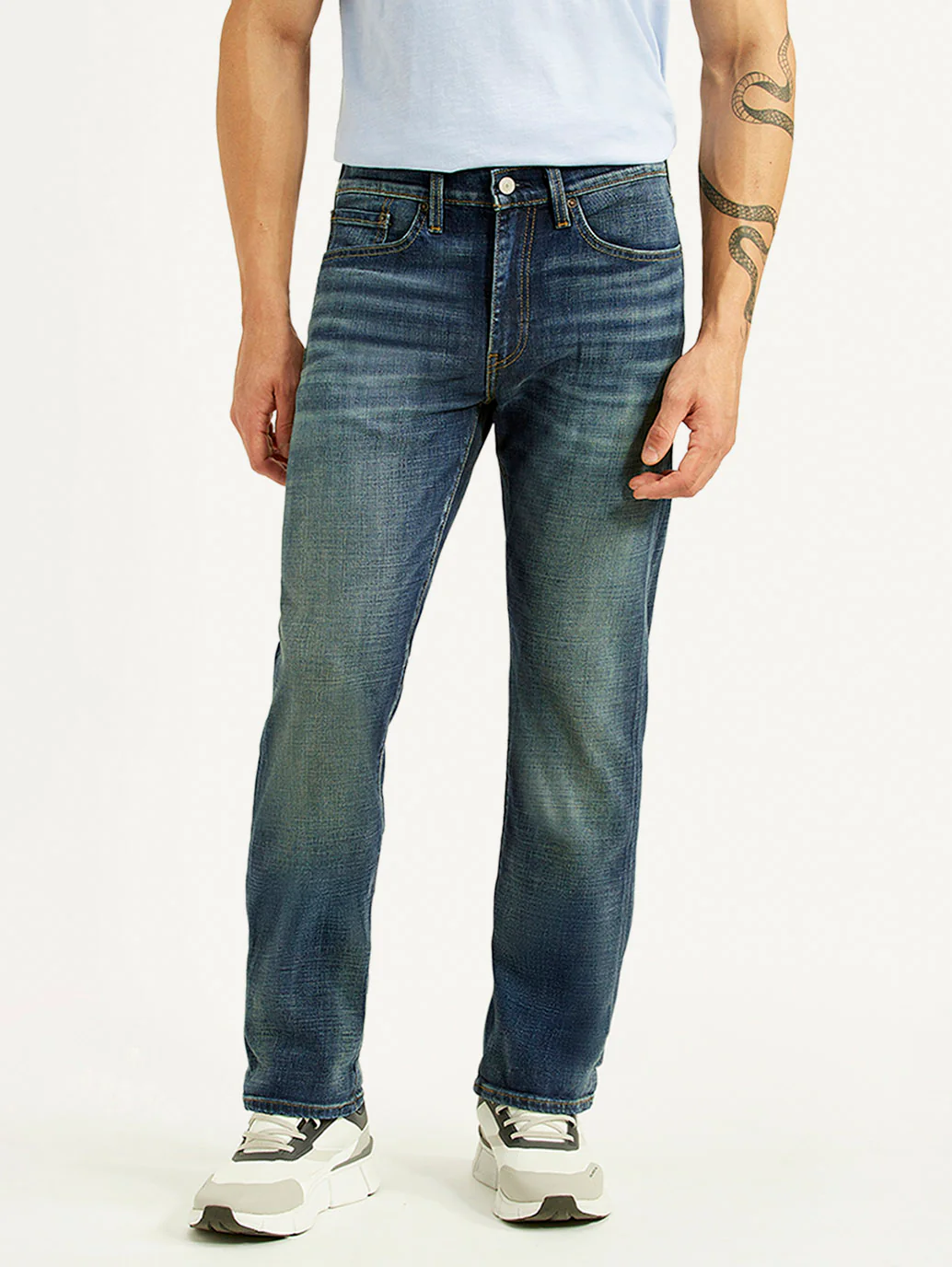 Men's 513 Blue Slim Straight Fit Mid Rise Selvedge Jeans - Image 3