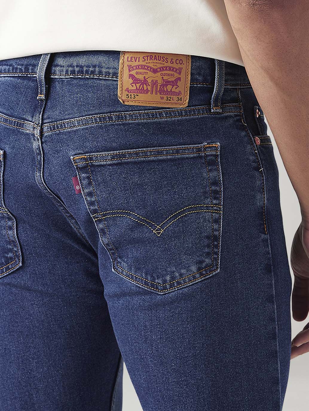 Men's 513 Blue Slim Straight Fit Mid Rise Jeans - Image 6