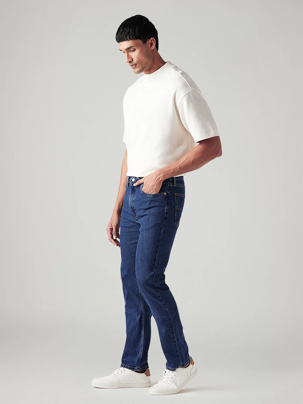 Men's 513 Blue Slim Straight Fit Mid Rise Jeans - Image 7