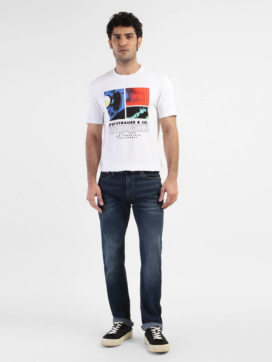 Men's 513 Blue Slim Straight Fit Mid Rise Jeans - Image 6
