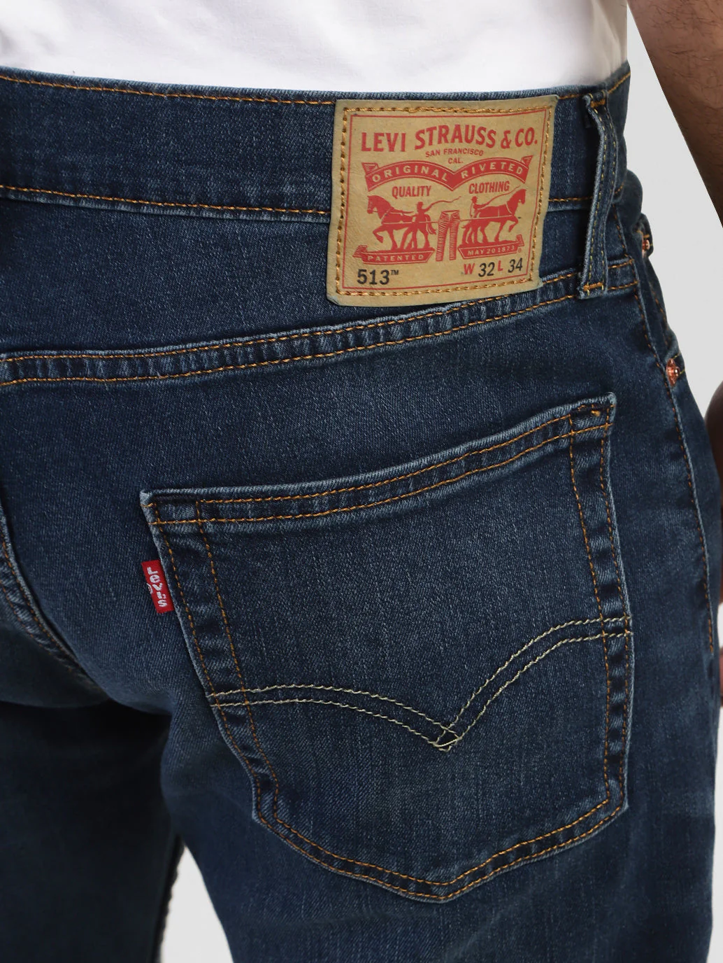 Men's 513 Blue Slim Straight Fit Mid Rise Jeans - Image 8