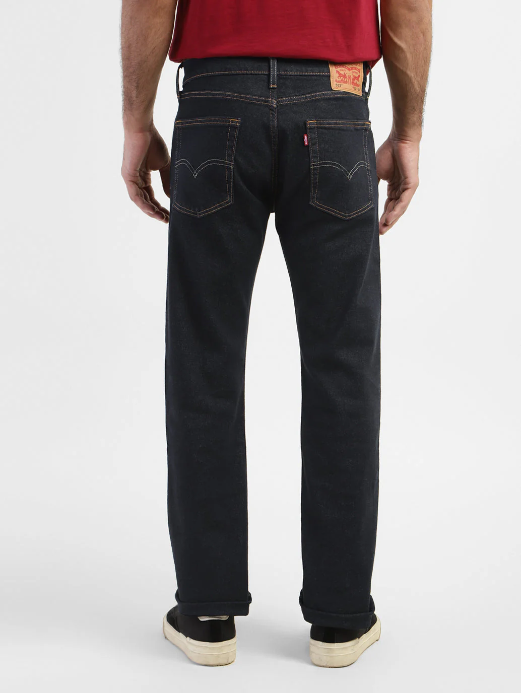 Men's 513 Navy Blue Slim Straight Fit Mid Rise Jeans - Image 3