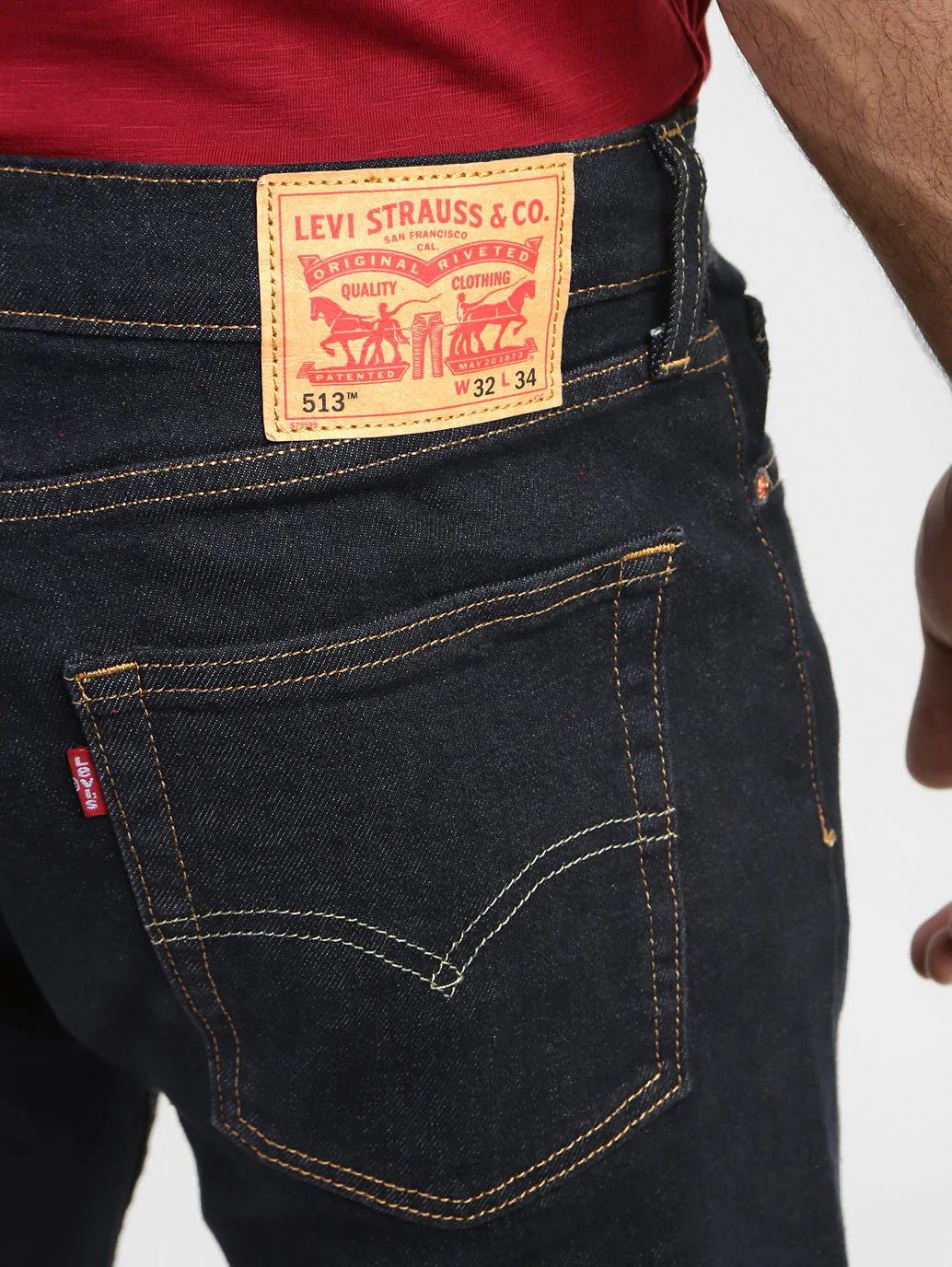 Men's 513 Navy Blue Slim Straight Fit Mid Rise Jeans - Image 7