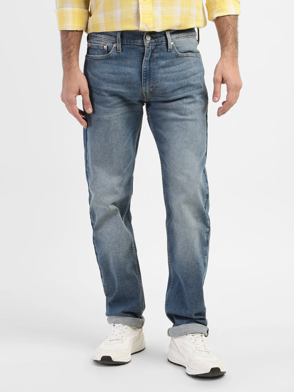 Men's 513 Blue Slim Straight Fit Mid Rise Jeans - Image 2