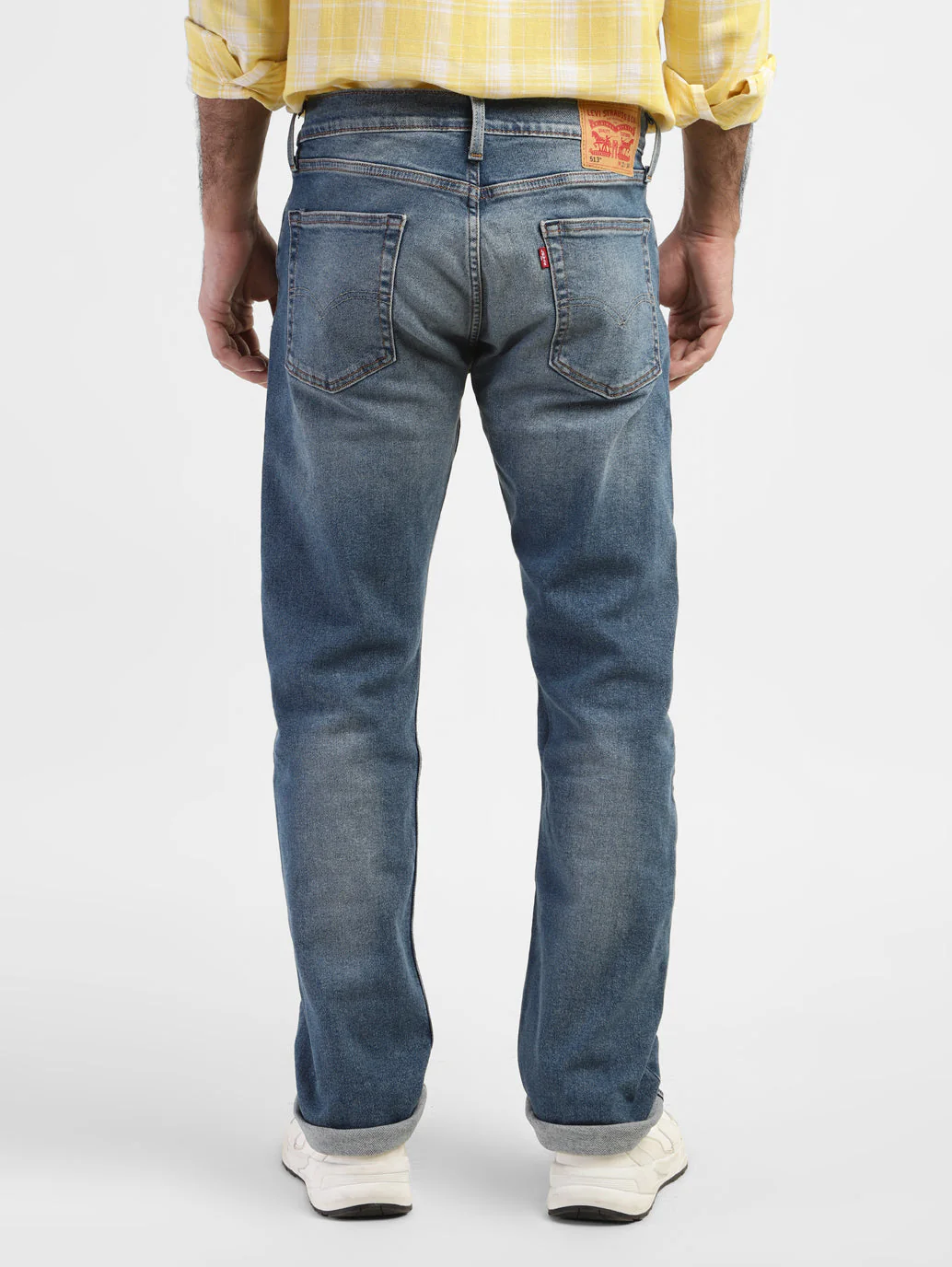Men's 513 Blue Slim Straight Fit Mid Rise Jeans - Image 3