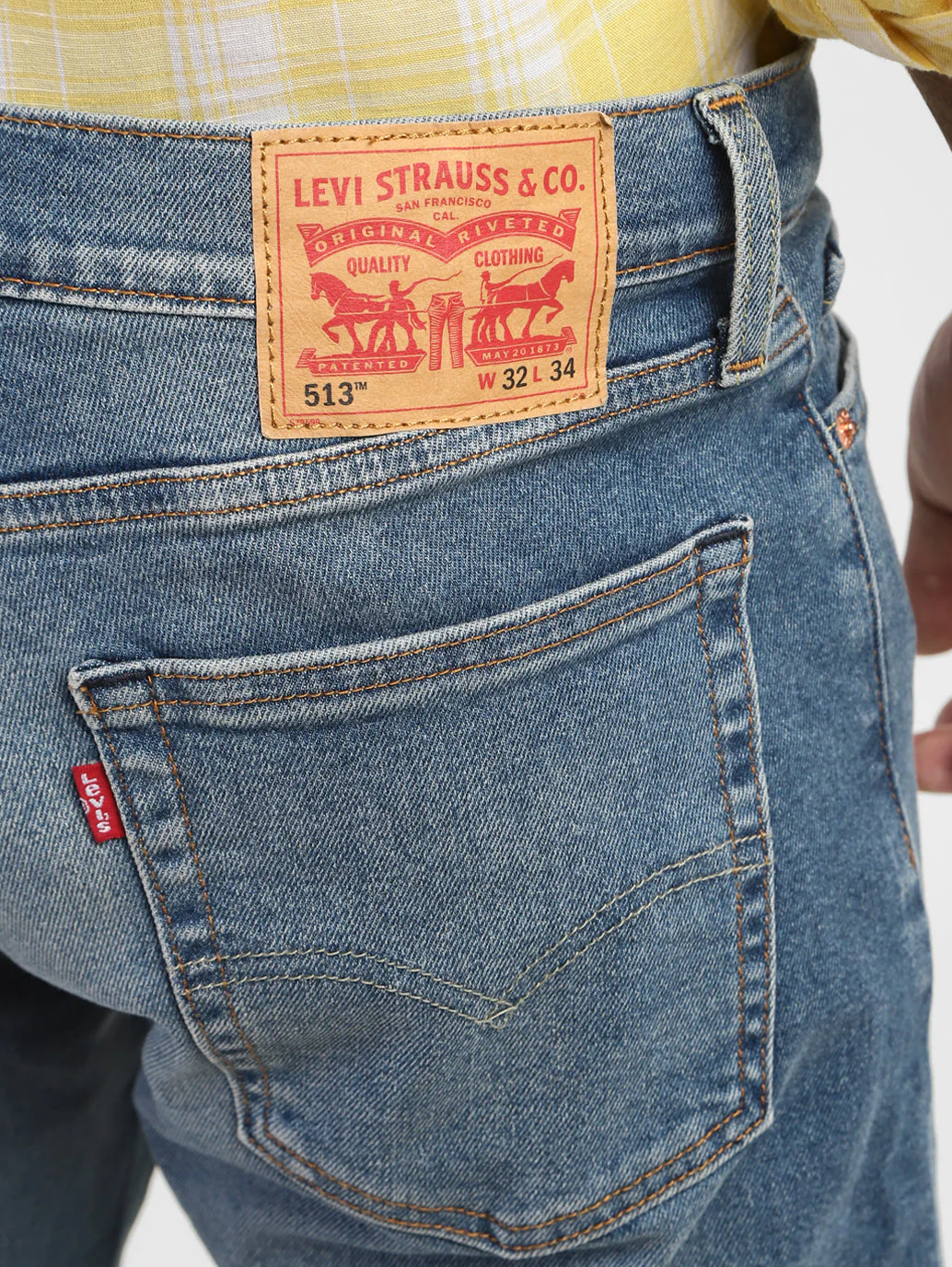 Men's 513 Blue Slim Straight Fit Mid Rise Jeans - Image 8