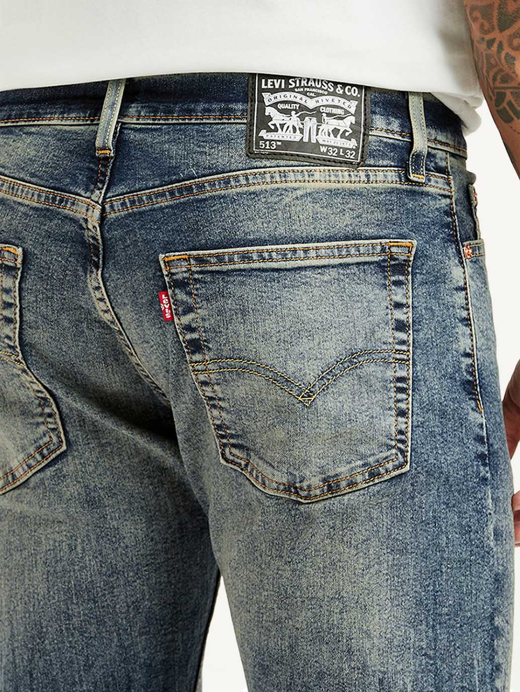 Men's Tinted 513 Blue Slim Tapered Fit Mid Rise Jeans - Image 6