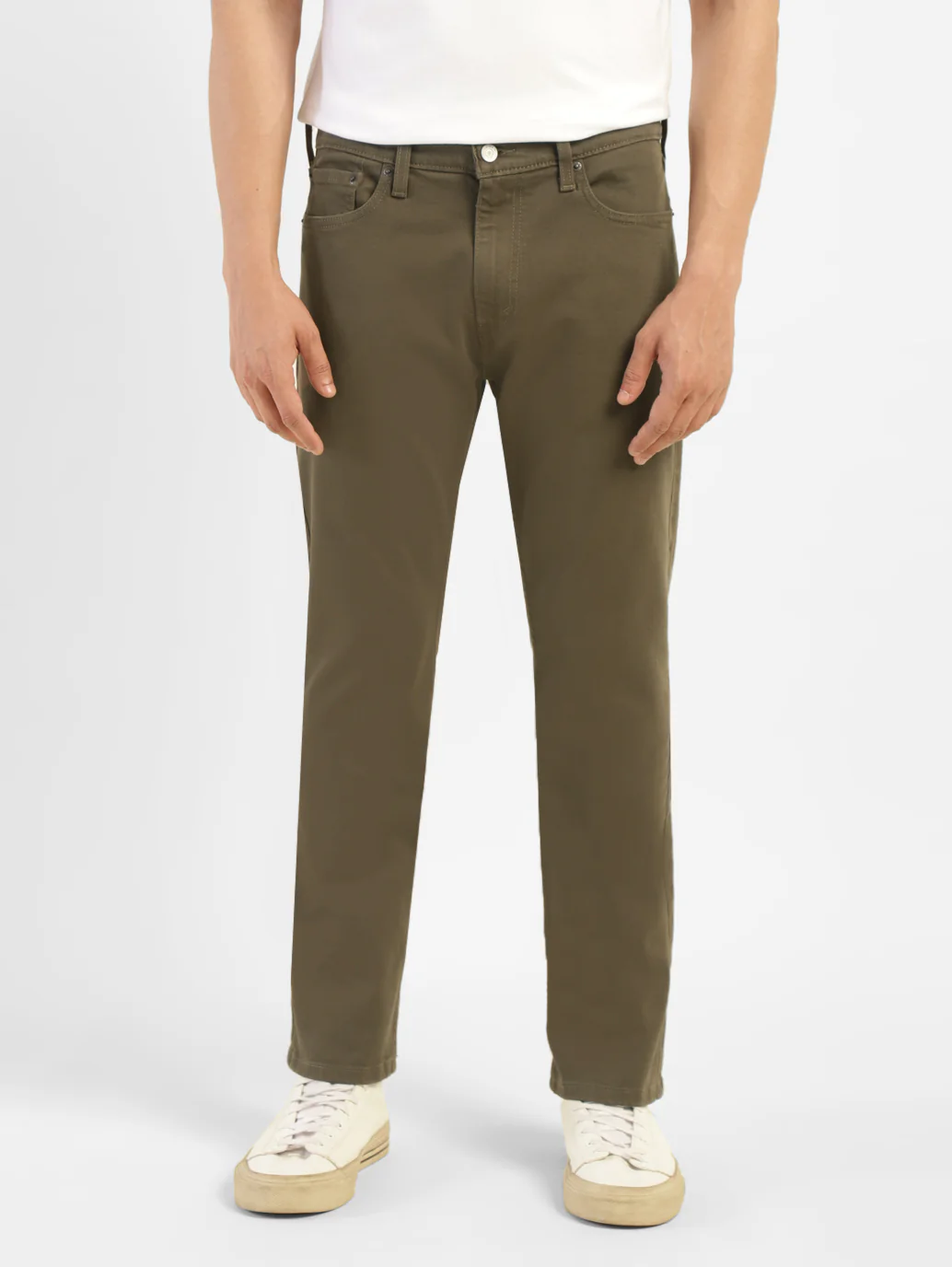 Men's 513 Olive Green Slim Straight Fit Mid Rise Jeans - Image 2