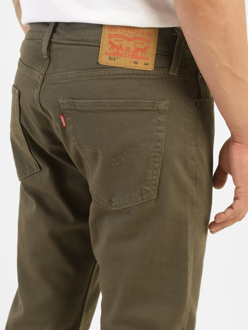 Men's 513 Olive Green Slim Straight Fit Mid Rise Jeans - Image 7