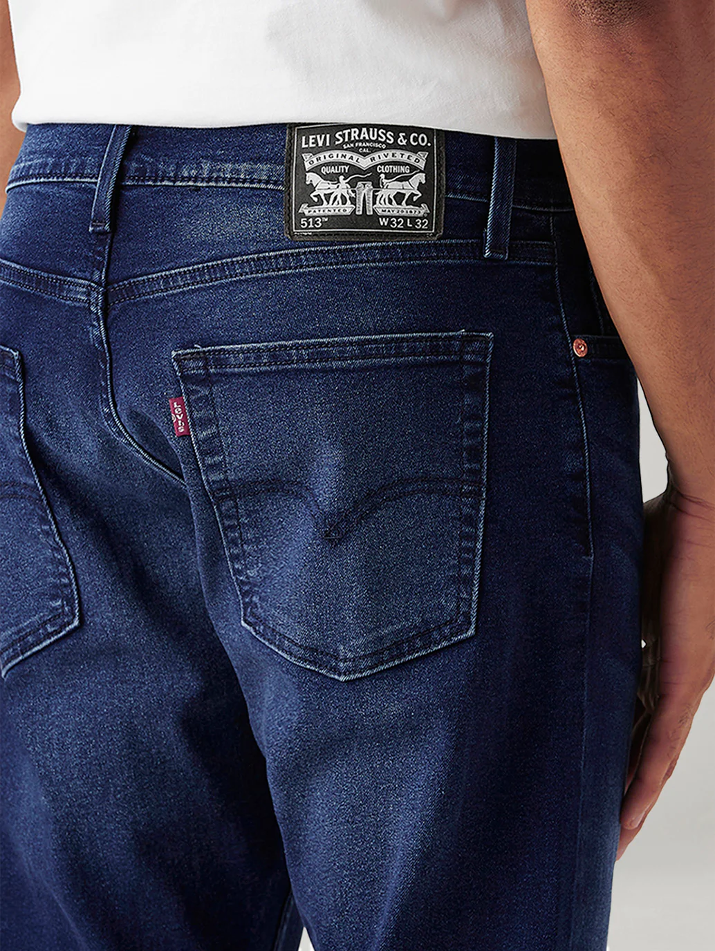 Men's 513 Dark Blue Slim Straight Fit Mid Rise Jeans - Image 5