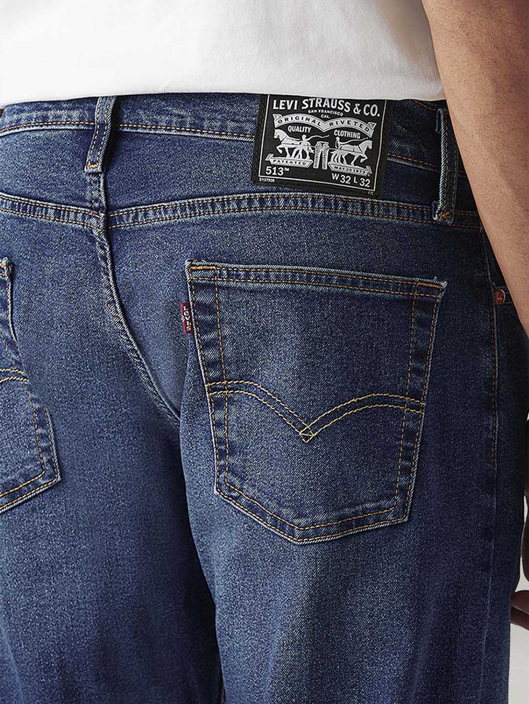 Men's 513 Dark Blue Slim Straight Fit Mid Rise Jeans - Image 5
