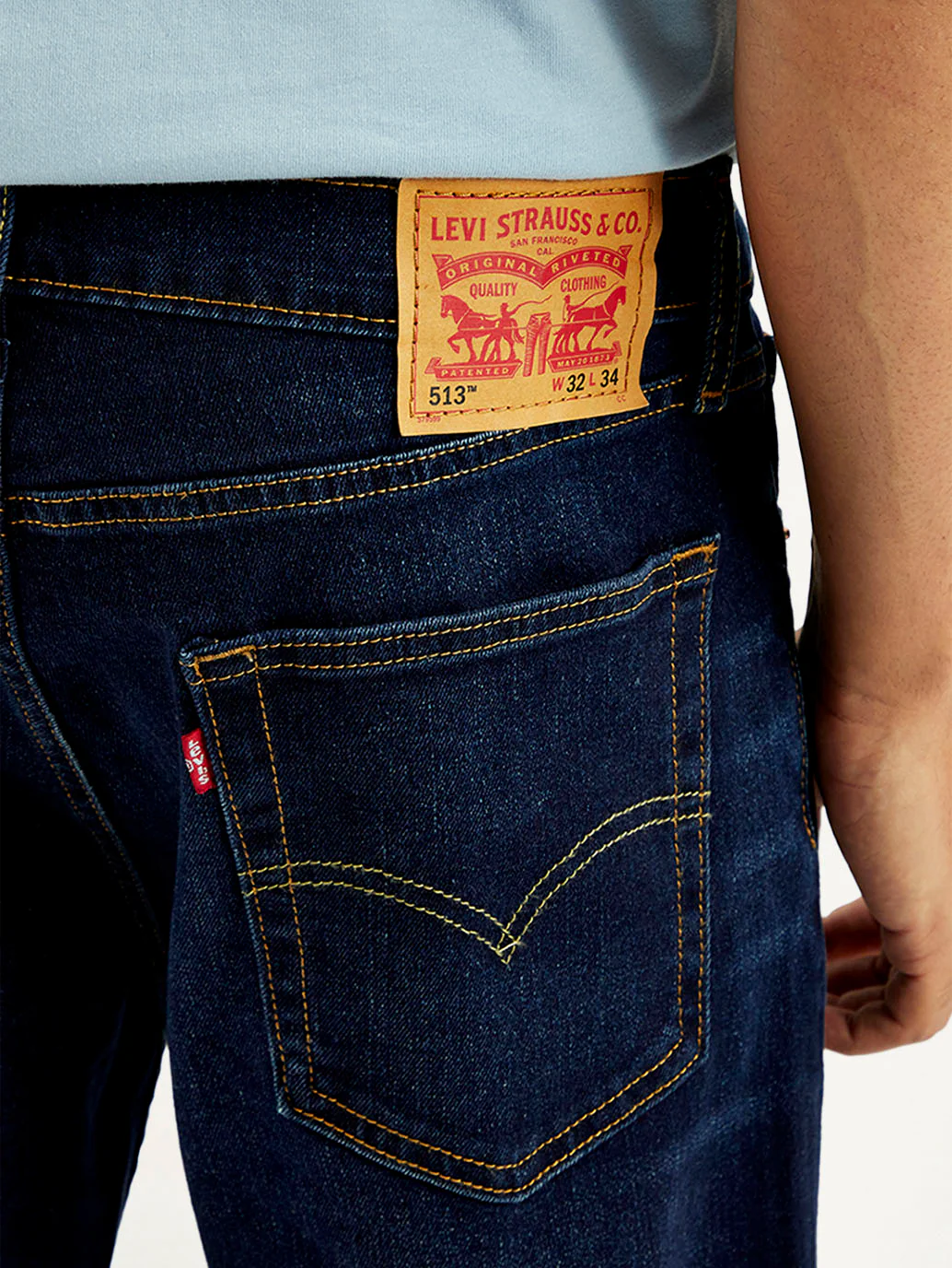 Men's 513 Dark Blue Slim Straight Fit Mid Rise Jeans - Image 3