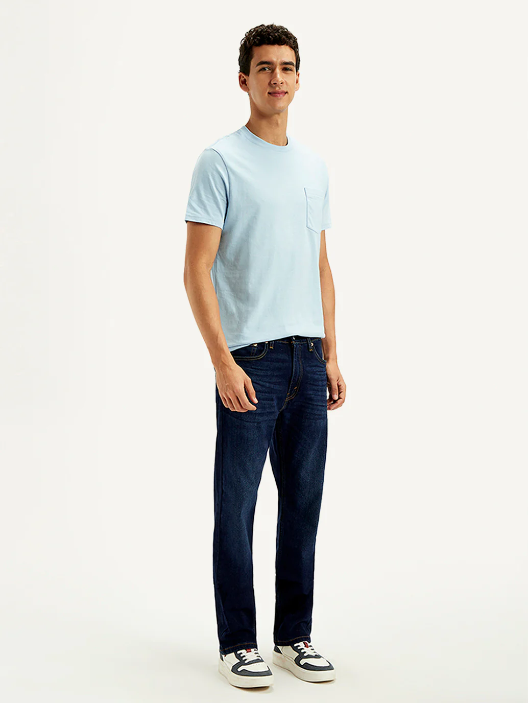 Men's 513 Dark Blue Slim Straight Fit Mid Rise Jeans - Image 5