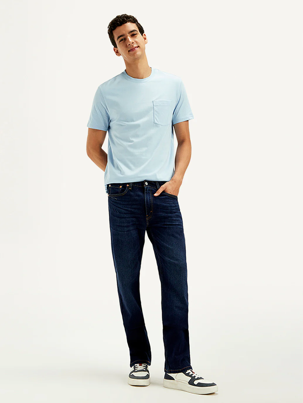 Men's 513 Dark Blue Slim Straight Fit Mid Rise Jeans - Image 6
