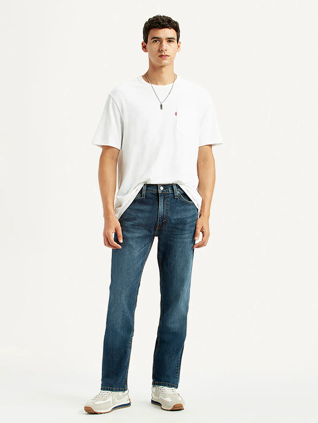 Men's 513 Dark Blue Slim Straight Fit Mid Rise Jeans