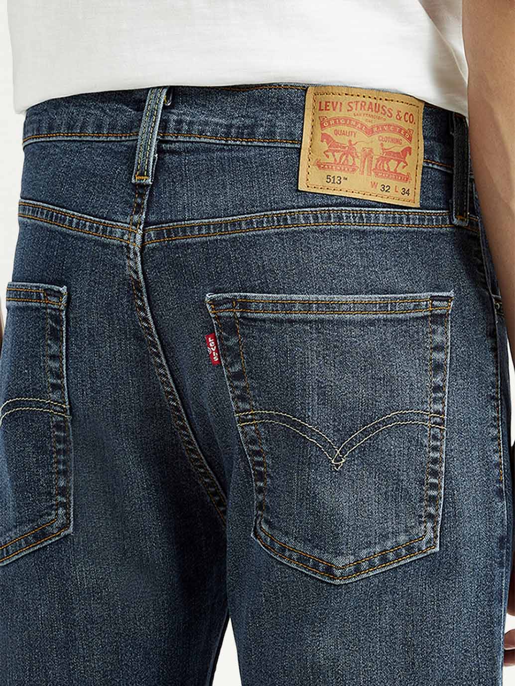 Men's 513 Dark Blue Slim Straight Fit Mid Rise Jeans - Image 6
