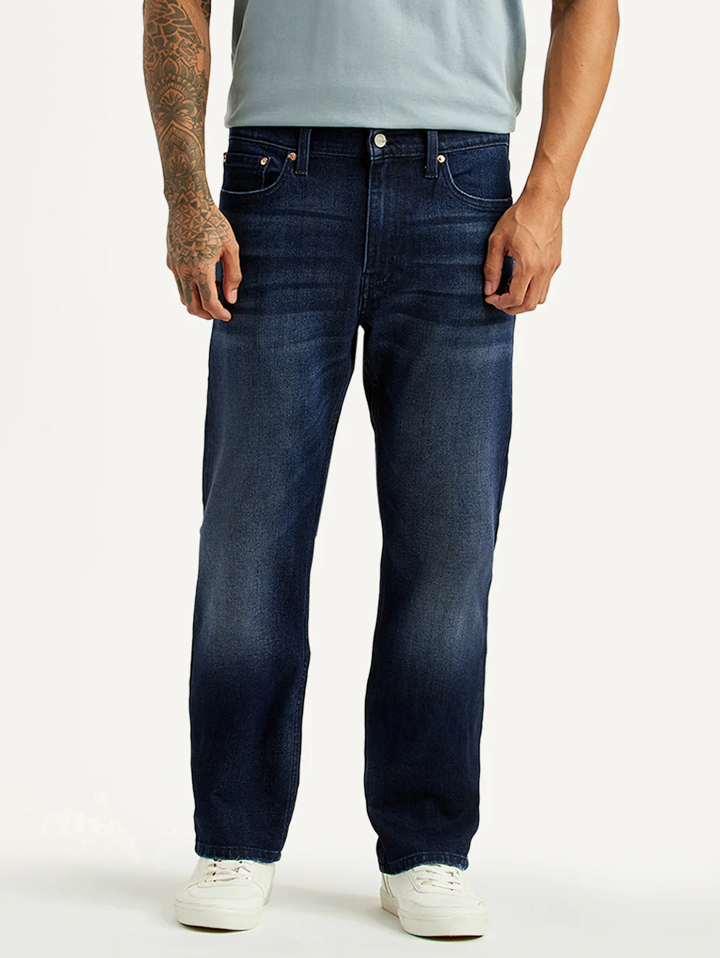 Men's 513 Dark Blue Slim Straight Fit Mid Rise Jeans - Image 2