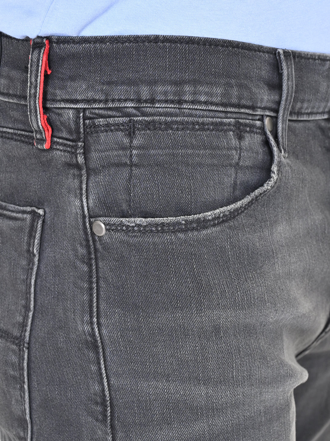 Men's Redloop 513 Grey Slim Straight Fit Mid Rise Jeans - Image 5