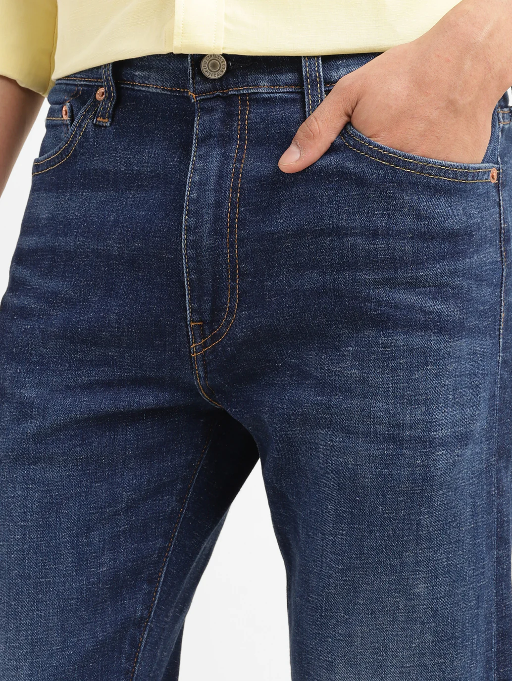 Men's 513 Blue Slim Straight Fit Mid Rise Jeans - Image 5