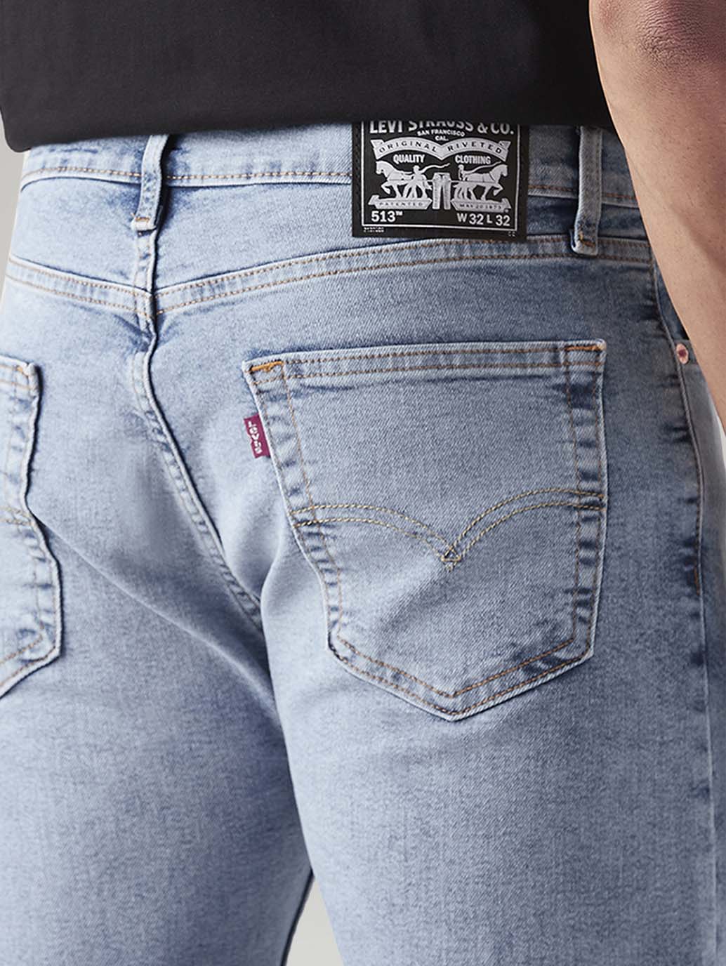 Men's 513 Light Blue Slim Straight Fit Mid Rise Jeans - Image 6