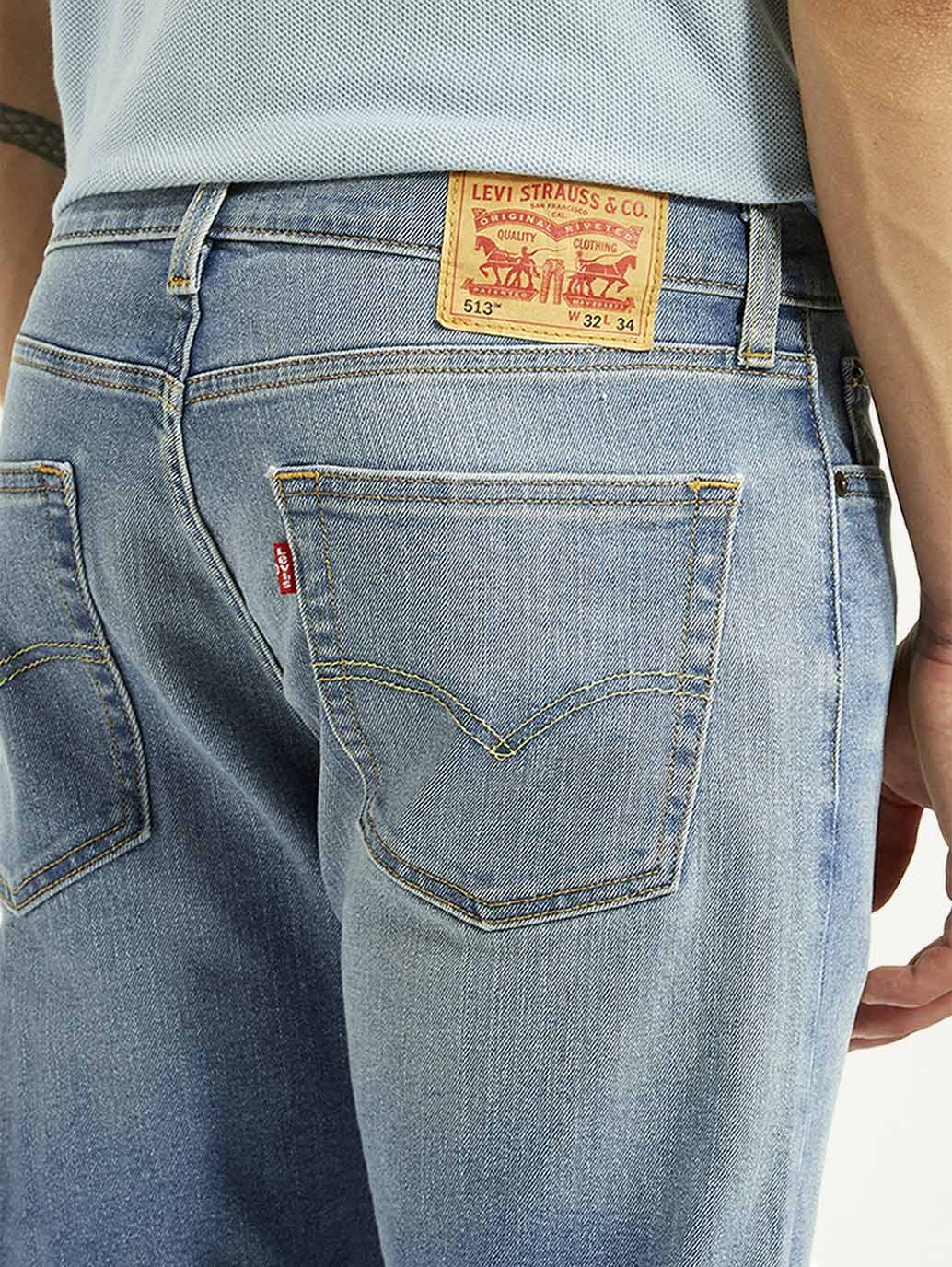 Men's 513 Light Blue Slim Straight Fit Mid Rise Jeans - Image 5