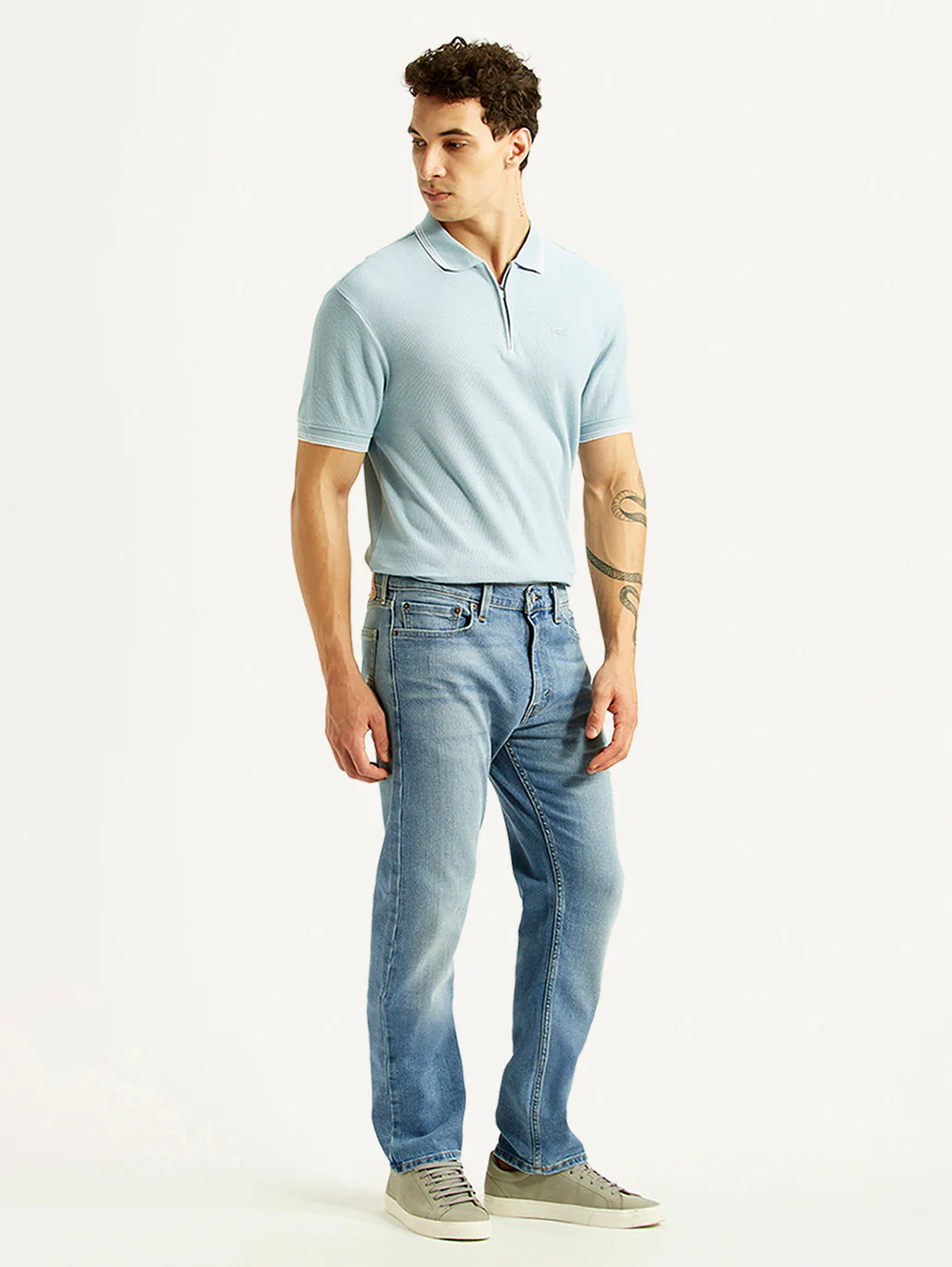 Men's 513 Light Blue Slim Straight Fit Mid Rise Jeans - Image 6