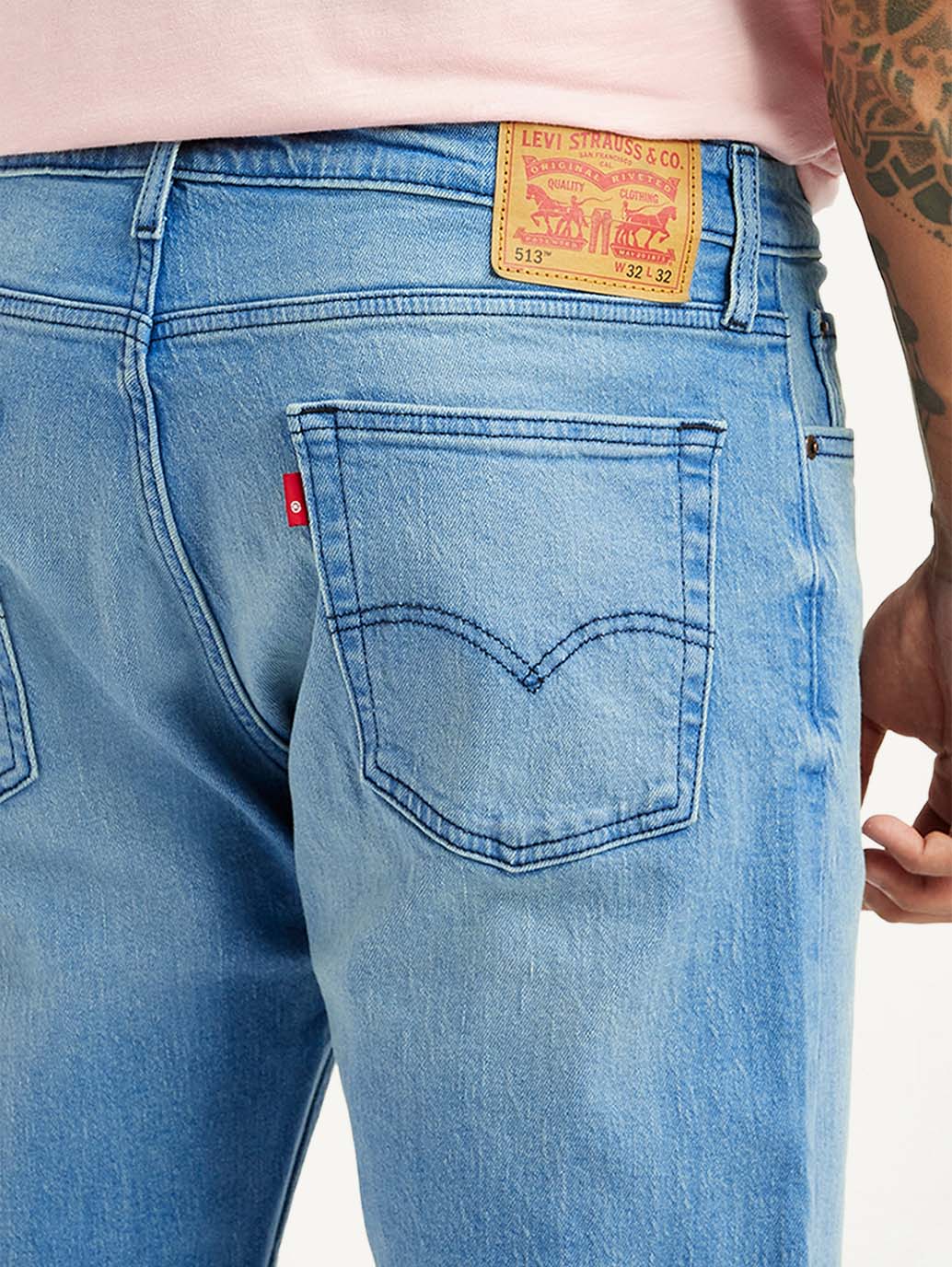 Men's 513 Light Blue Slim Straight Fit Mid Rise Jeans - Image 5