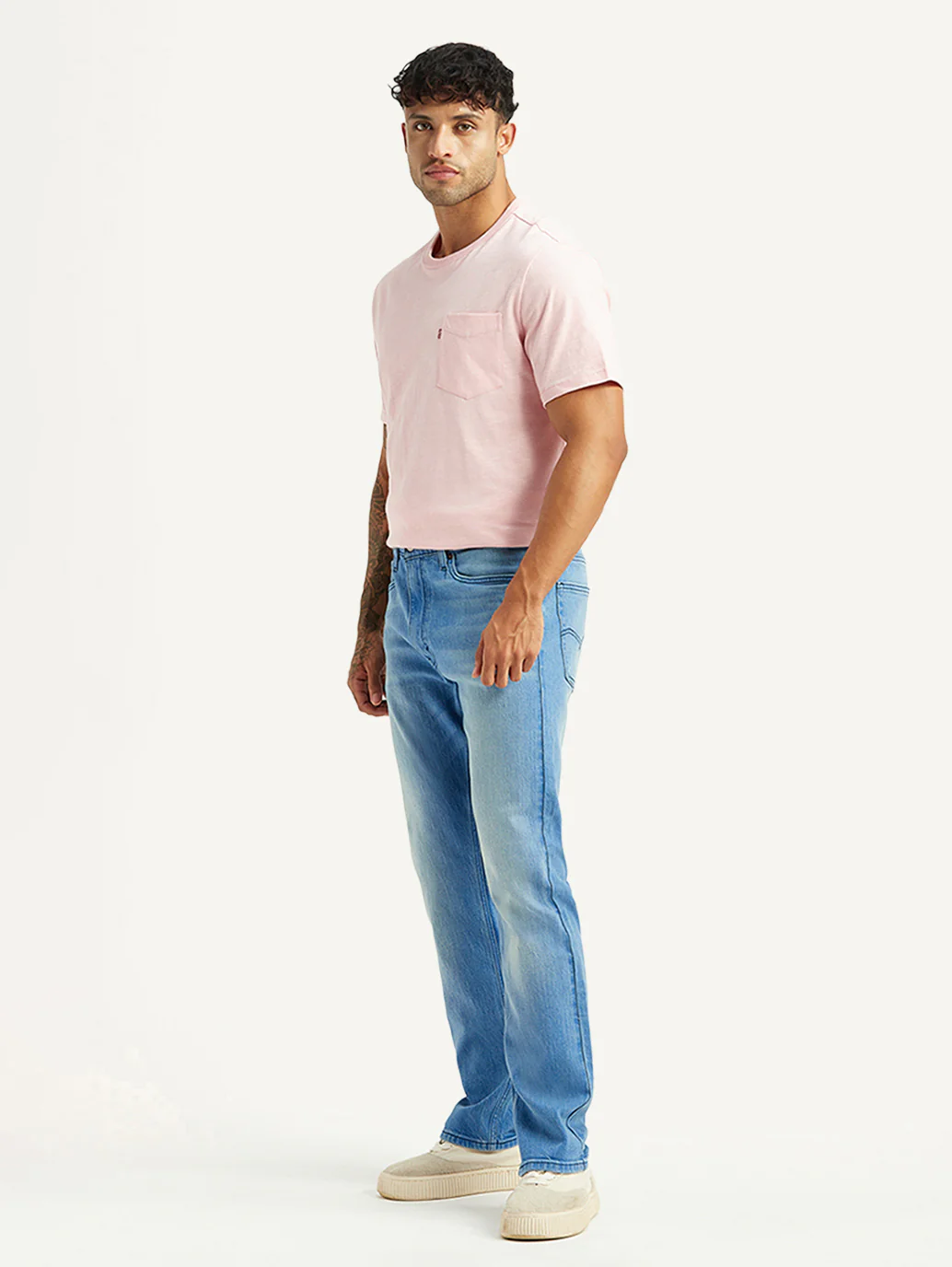 Men's 513 Light Blue Slim Straight Fit Mid Rise Jeans - Image 6