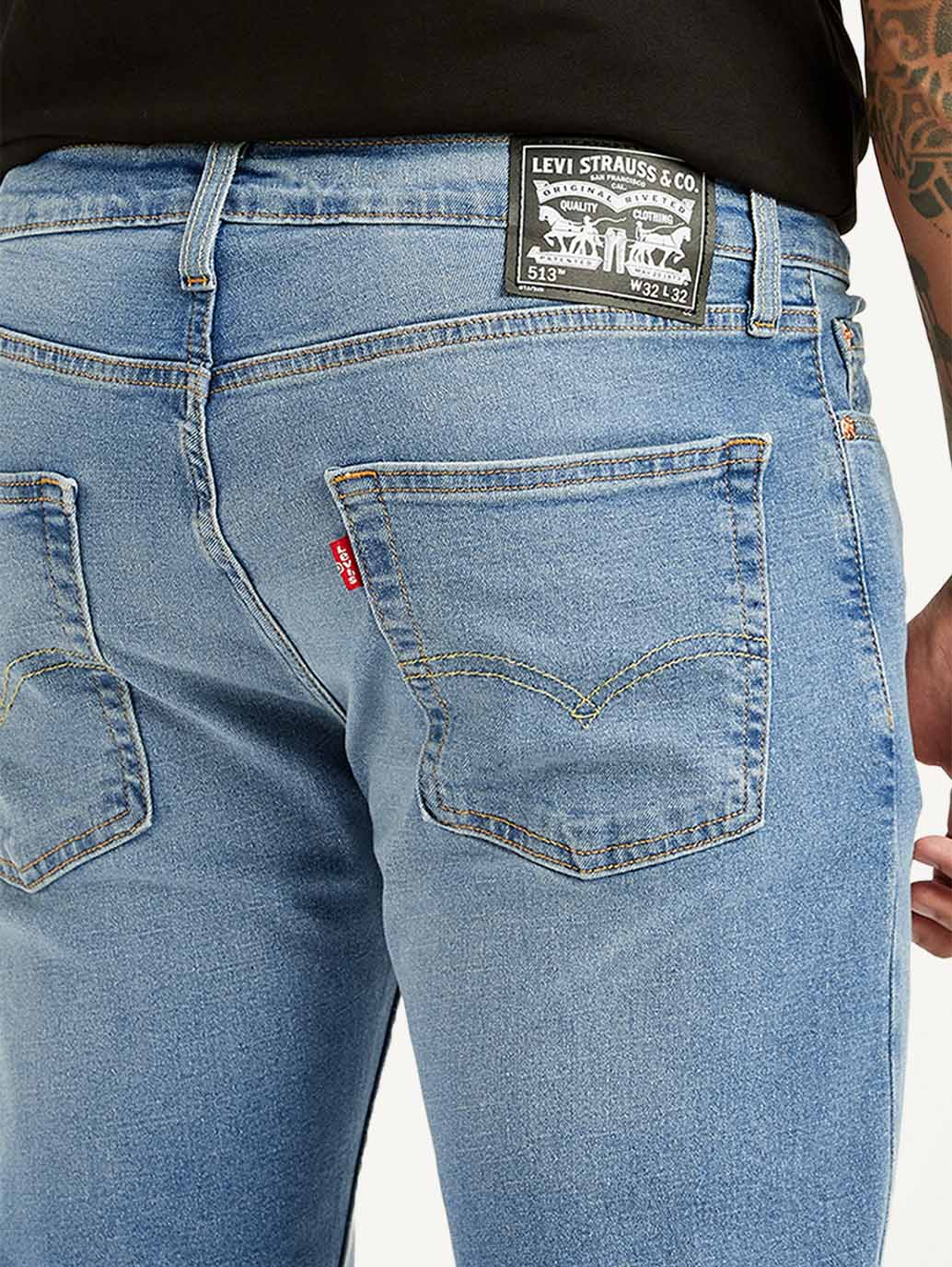 Men's 513 Light Blue Slim Tapered Fit Mid Rise Jeans - Image 6