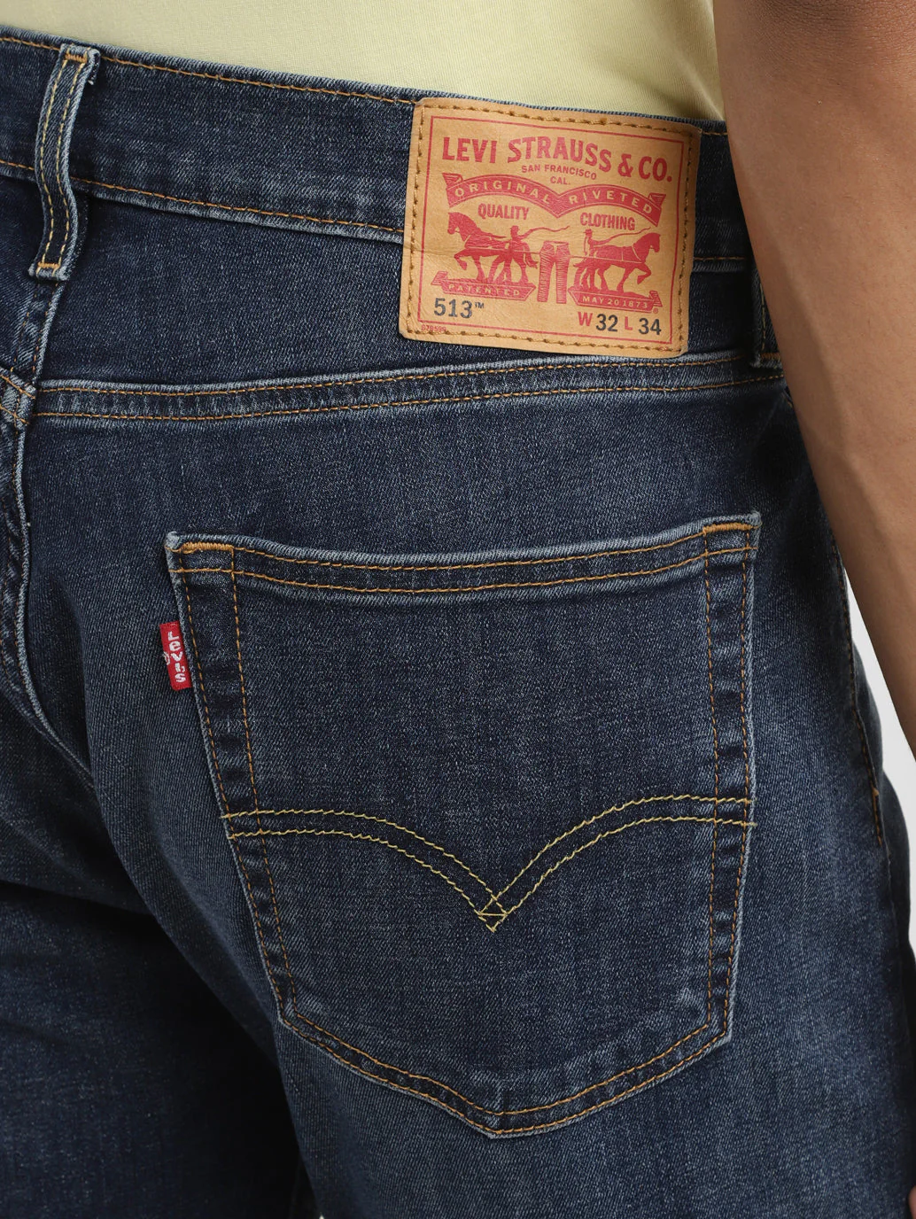 Men's 513 Blue Slim Straight Fit Mid Rise Jeans - Image 6