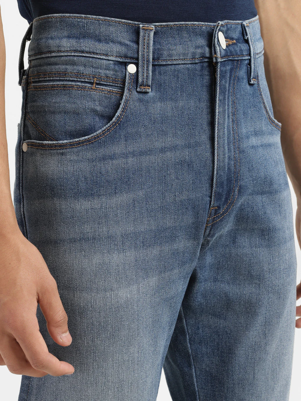 Men's 513 Blue Slim Straight Fit Mid Rise Jeans - Image 7